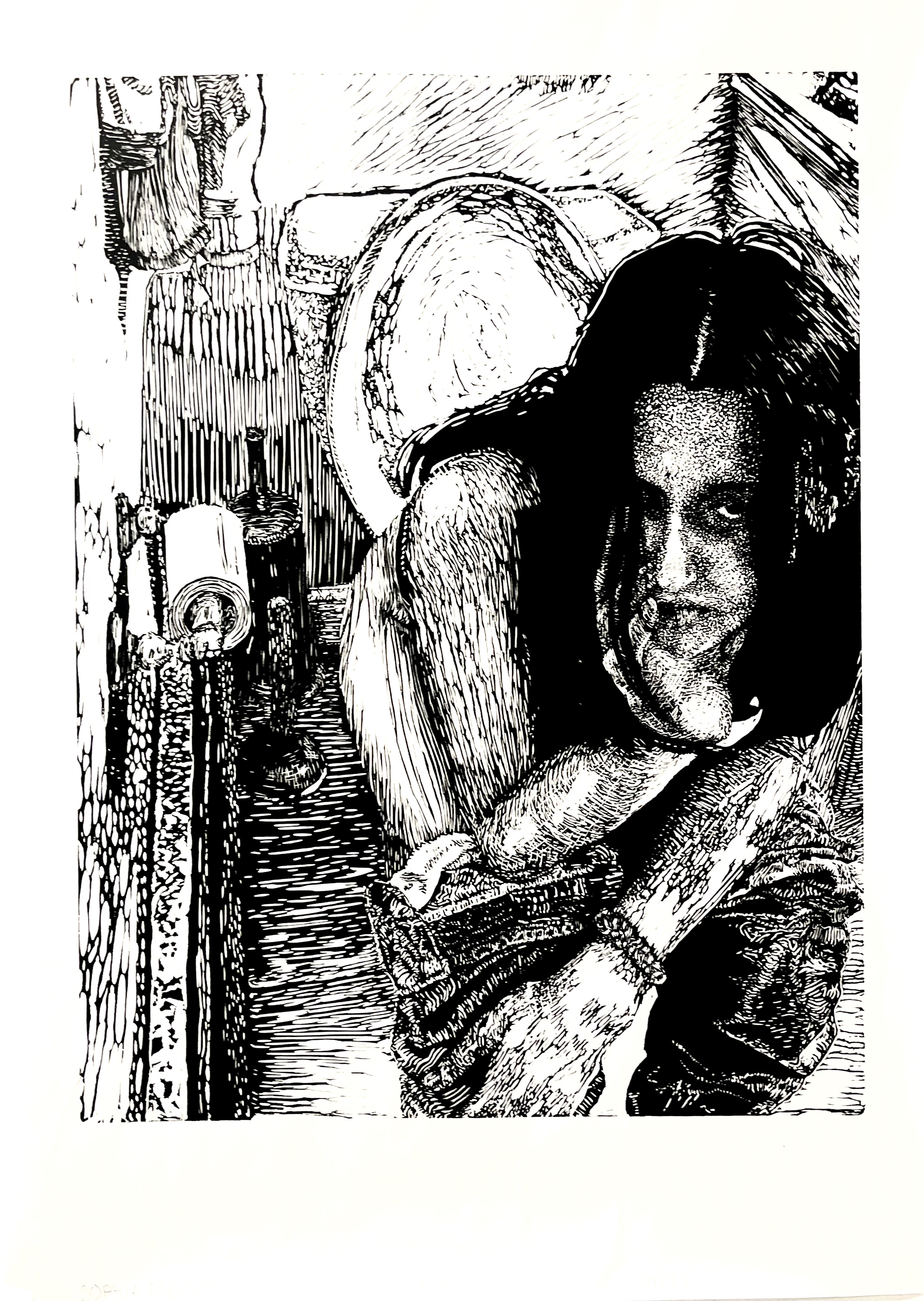 print of girl on toilet