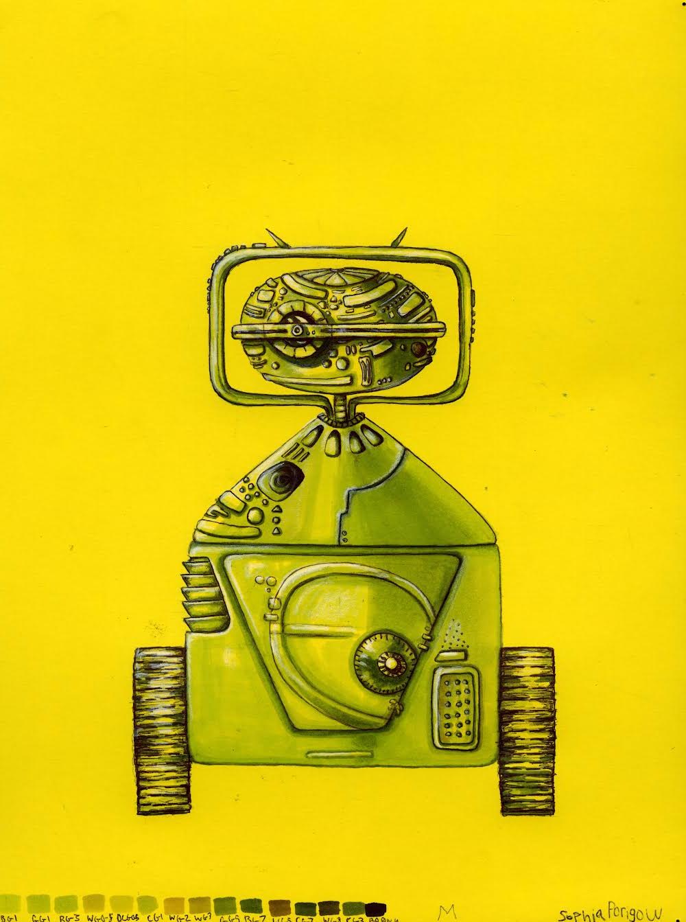 robot drawing yellow ink marker