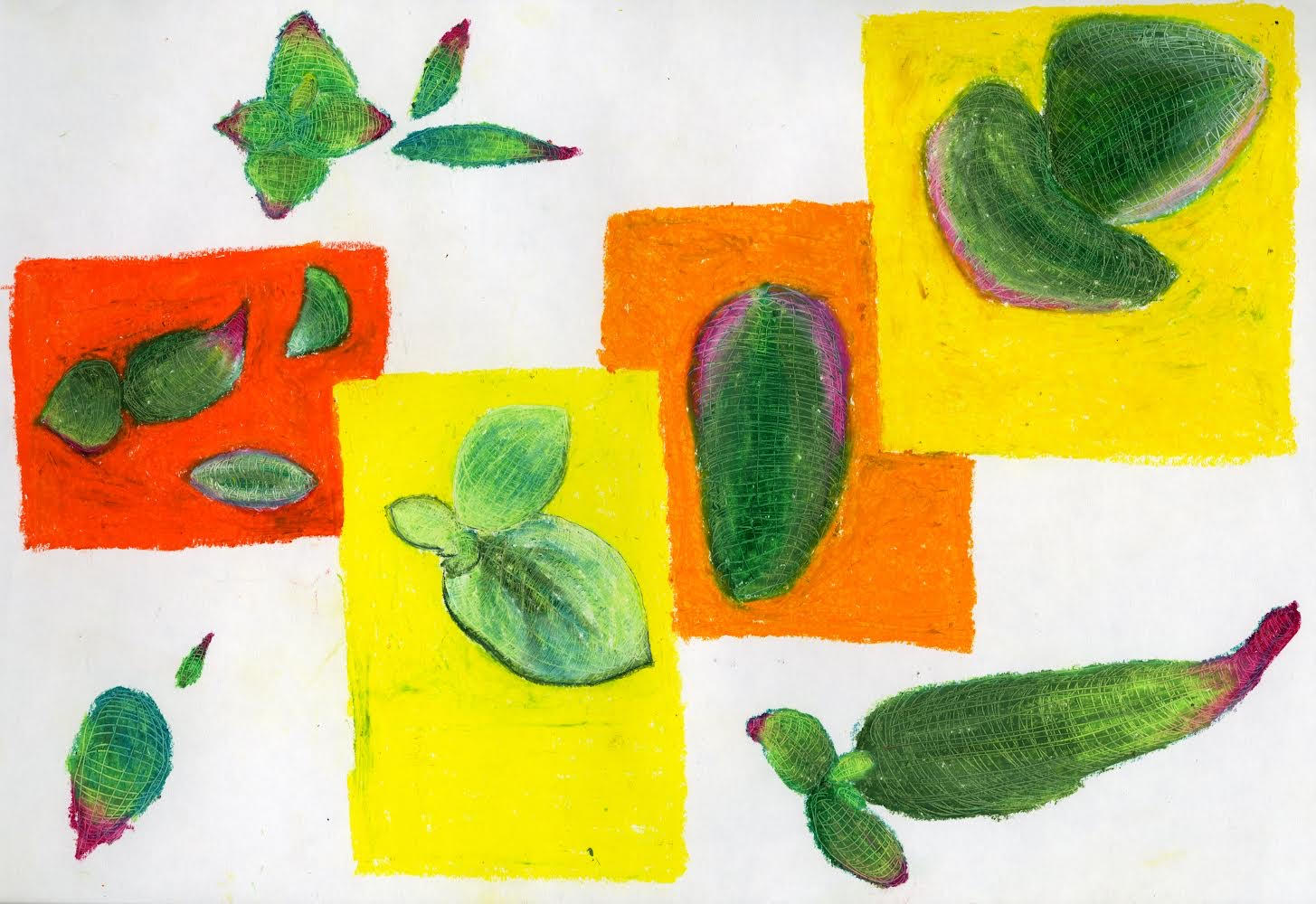 oil pastel drawing of plant