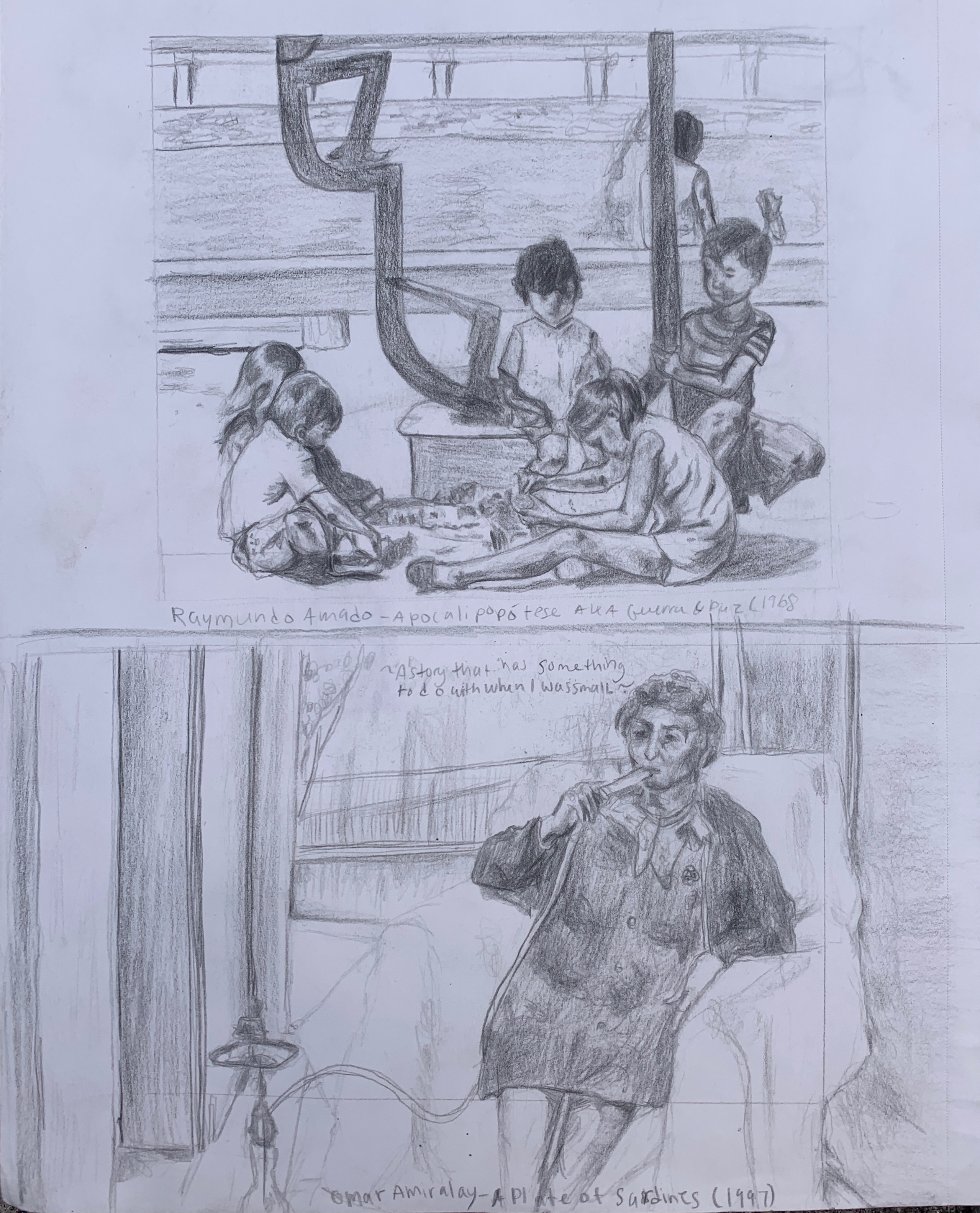 sketches of children and women